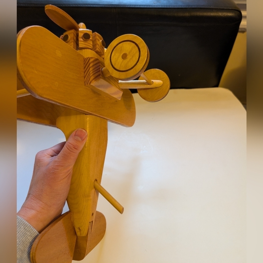 Handmade Wooden Airplane bi-plane Toy/Decoration - Picture 8 of 8